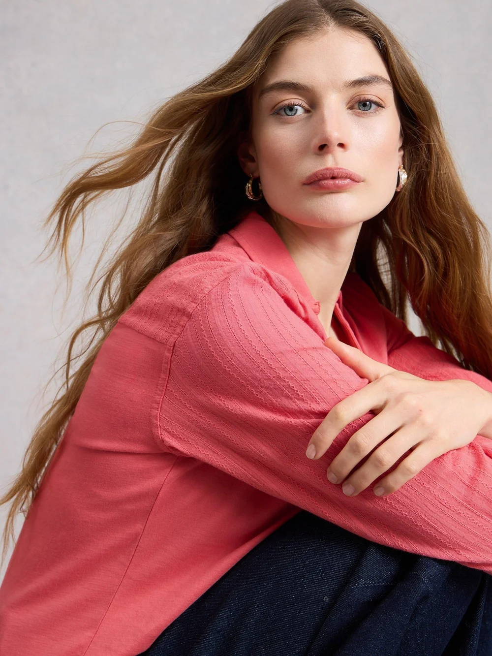 Bluse Annie aus Material-Mix - Mid Pink - 52 Bild 1