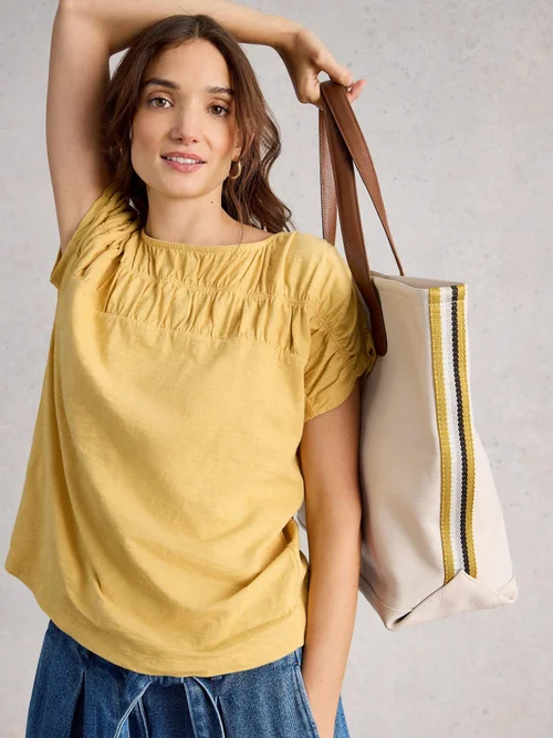 Gerafftes T-Shirt Rachel - Lgt Yellow - 52 Bild 3