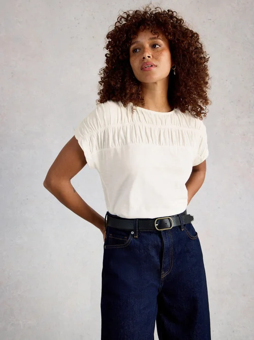 Gerafftes T-Shirt Rachel - Nat White - 48 Bild 1