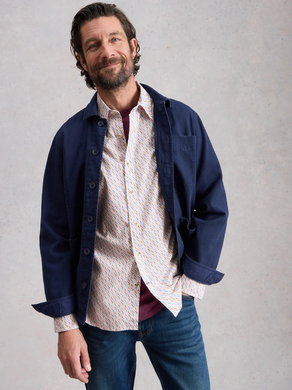 Hemd Salcombe mit Fischprint - White Pr - XXXL/R Bild 1