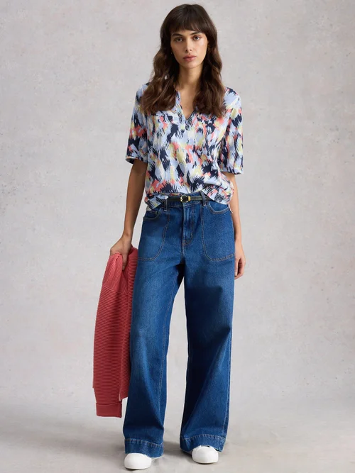 T-Shirt Weaver mit Keilausschnitt - Blue Mlt - 52 Bild 2