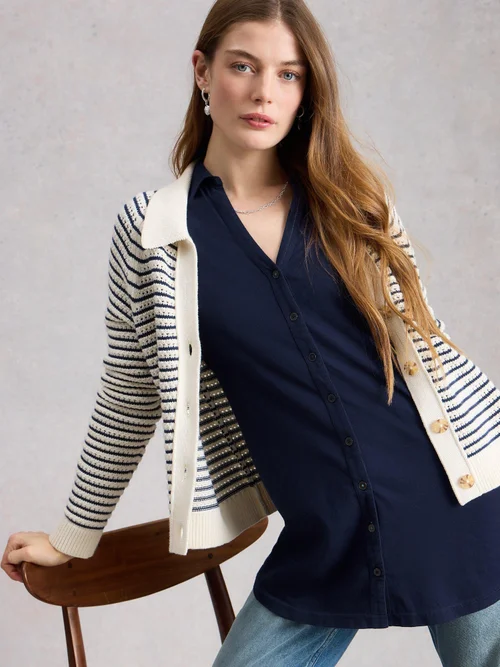 Bluse Annie aus Material-Mix - Fr Navy - 52 Bild 1