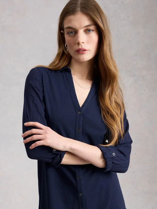 Bluse Annie aus Material-Mix - Fr Navy - 52 Bild 3