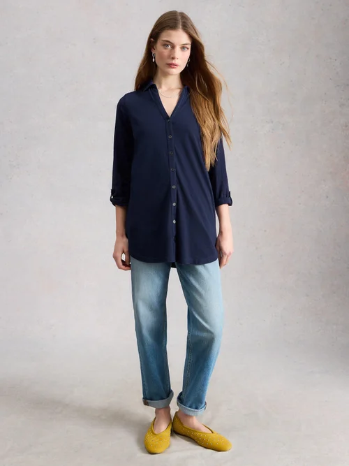 Bluse Annie aus Material-Mix - Fr Navy - 52 Bild 2
