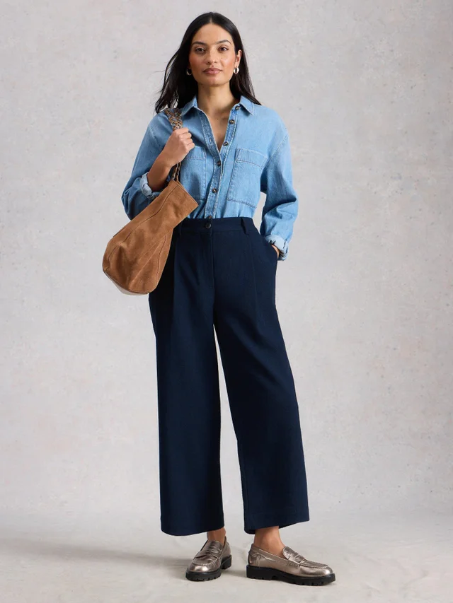 7/8-Tweedhose Belle mit weitem Bein