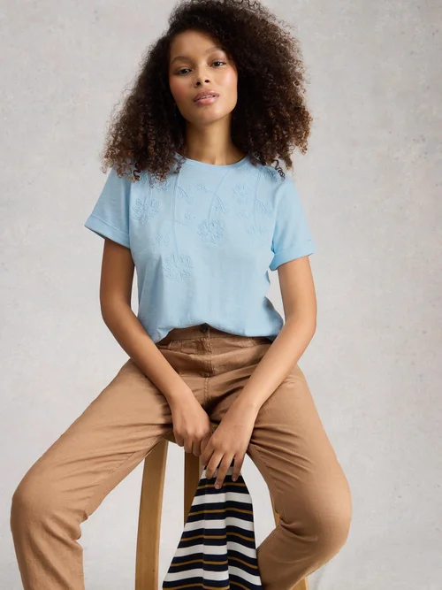 Besticktes T-Shirt Gina - Mid Blue - 52 Bild 3
