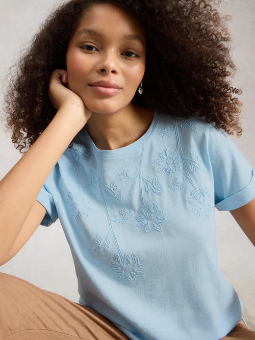 Besticktes T-Shirt Gina - Mid Blue - 52 Bild 1