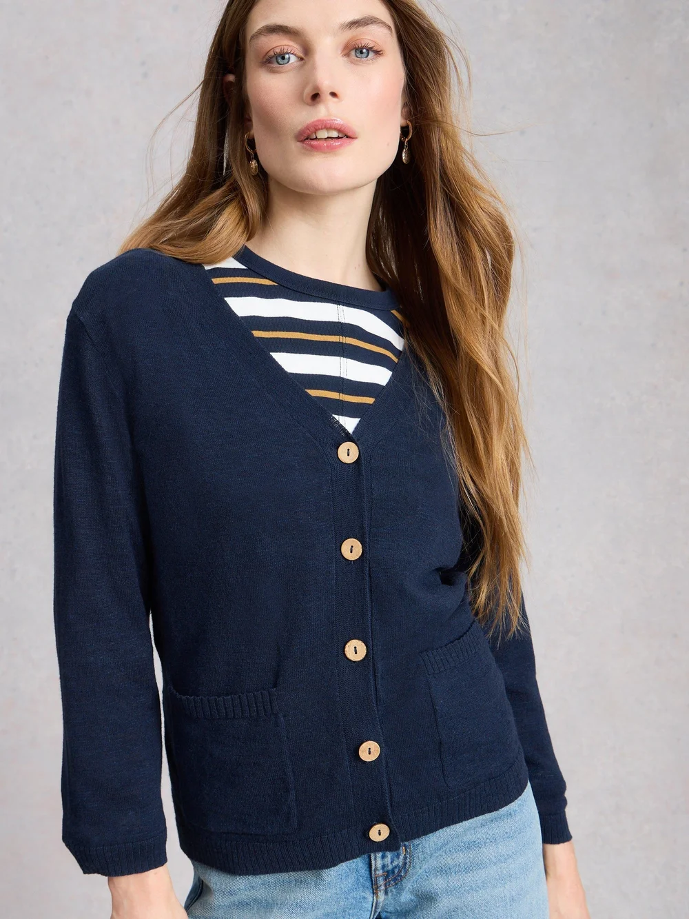 Cardigan Nova aus Leinenmischung - Dark Navy - 52 Bild 1