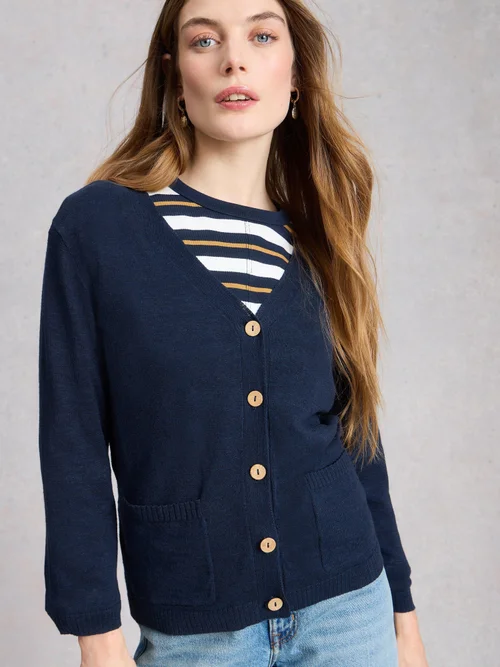 Cardigan Nova aus Leinenmischung - Dark Navy - 52 Bild 1