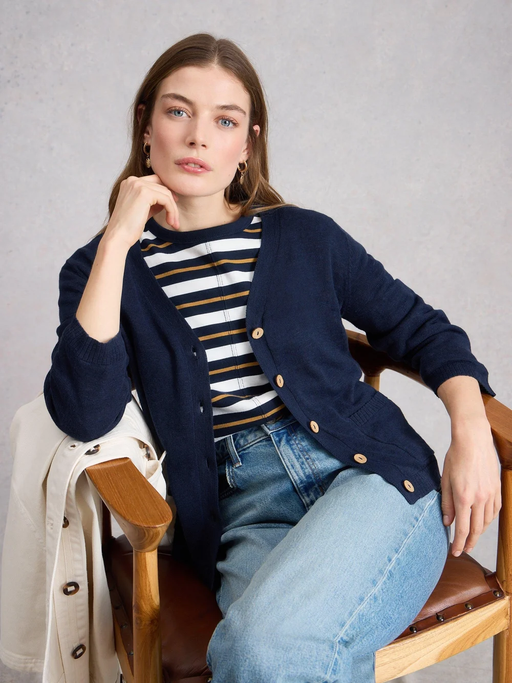 Cardigan Nova aus Leinenmischung - Dark Navy - 52 Bild 1