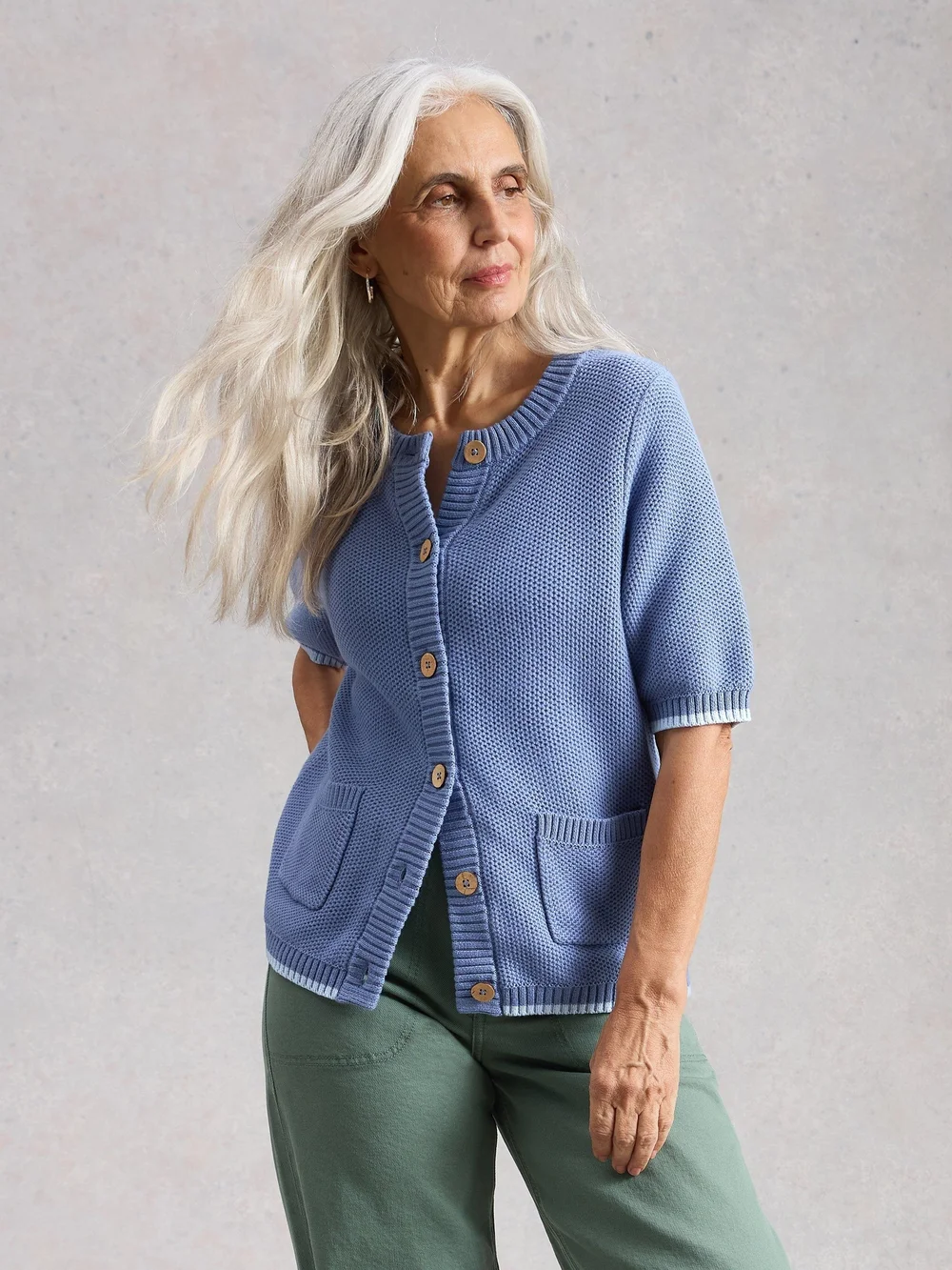 Kurzarm-Cardigan Isabella - Mid Blue - 52 Bild 1