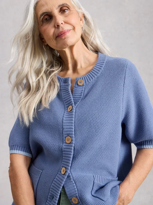 Kurzarm-Cardigan Isabella - Mid Blue - 52 Bild 3
