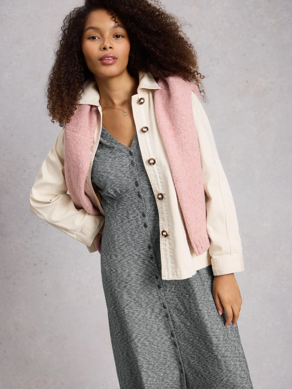 Jerseykleid Megan mit Knopfleiste - Navy Multi - 52/R Bild 1