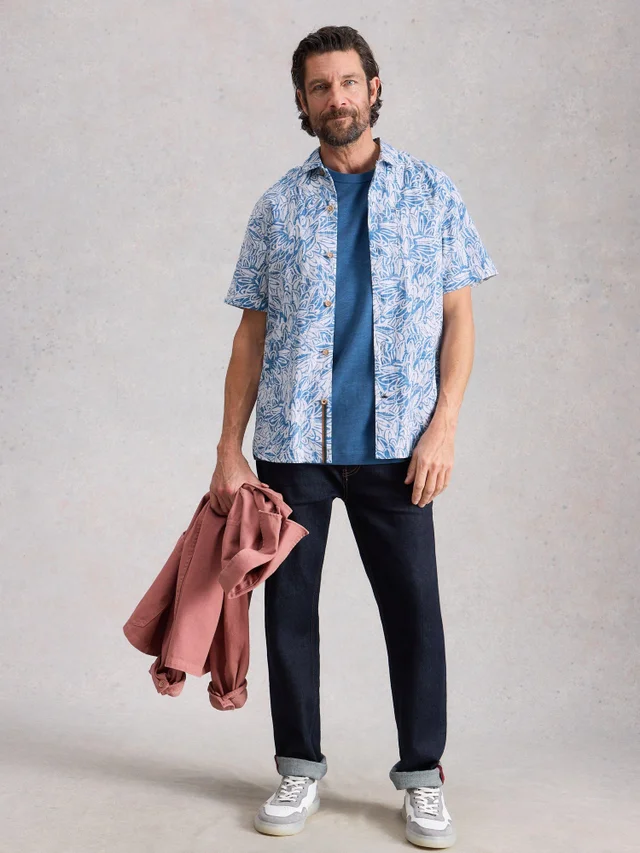 Kurzarmhemd Hayle mit Blätterprint