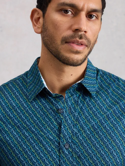 Hemd Salcombe mit Fischprint - Navy Pr - XXL/R Bild 1