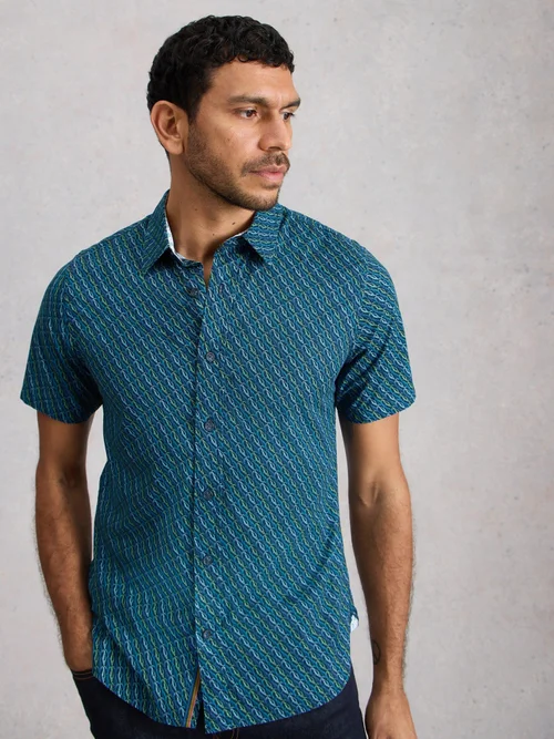 Hemd Salcombe mit Fischprint - Navy Pr - XXL/R Bild 3