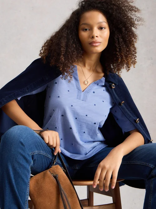 Besticktes Jersey-T-Shirt Weaver - Blue Mlt - 52 Bild 1