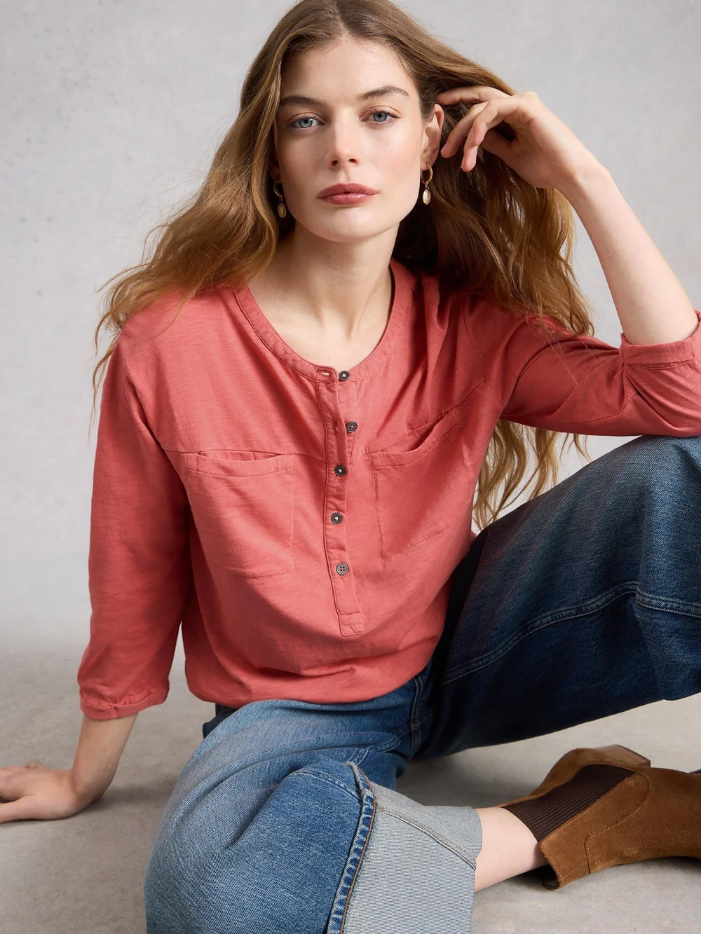 Langarmshirt Beth mit 3/4-Ärmeln - Mid Pink - 52 Bild 1