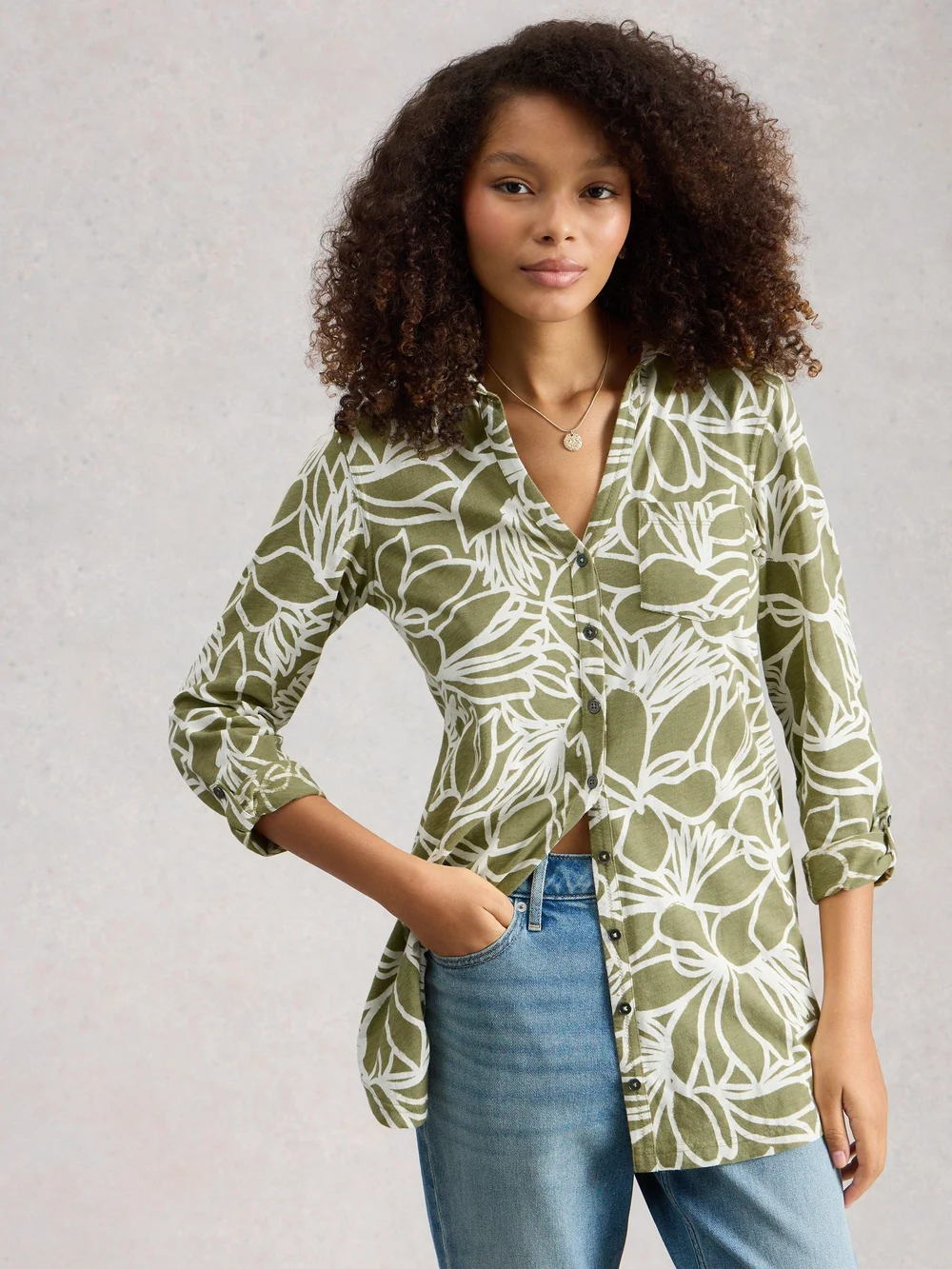 Langgeschnittene Bluse Annie - Green Pr - 52 Bild 1