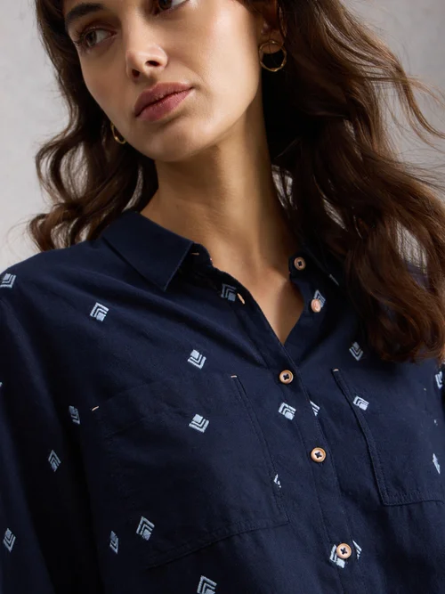 Bluse Sophie aus Bio-Baumwolle - Dark Navy - 52 Bild 3