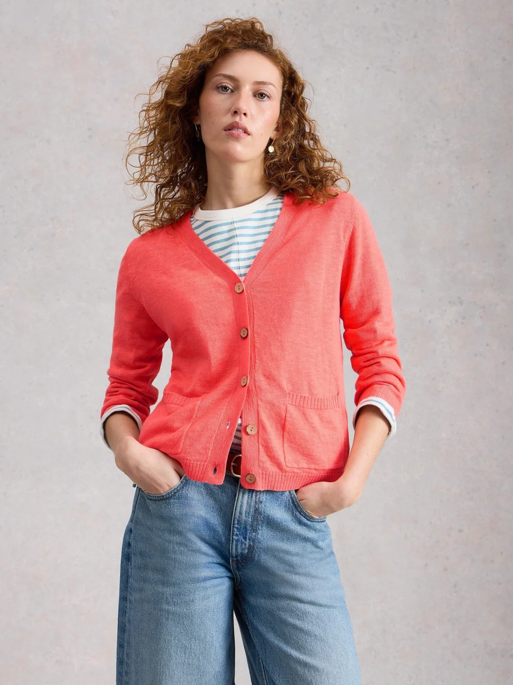 Cardigan Nova aus Leinenmischung - Mid Coral - 52 Bild 1