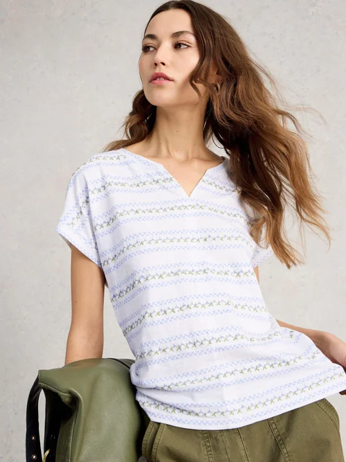 Besticktes T-Shirt Nelly - White Mlt - 52 Bild 1