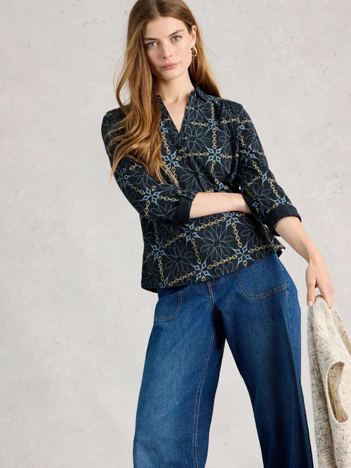 Jerseybluse Allie - Navy Pr - 46 Bild 3