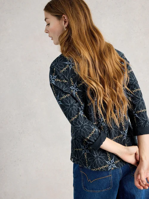 Jerseybluse Allie - Navy Pr - 52 Bild 4