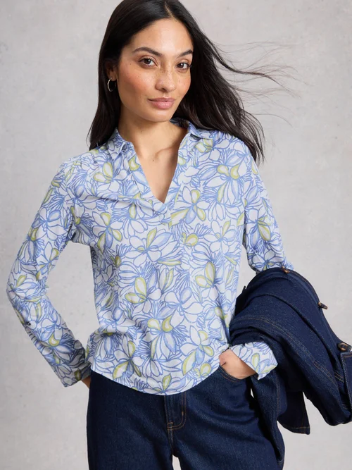 Jerseybluse Allie - White Pr - 52 Bild 1