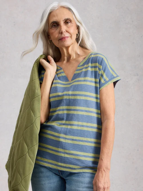 T-Shirt Nelly mit Keilausschnitt - Blue Mlt - 52 Bild 3