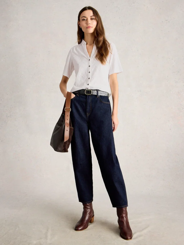 Kurzarmbluse Annie mit Stickerei