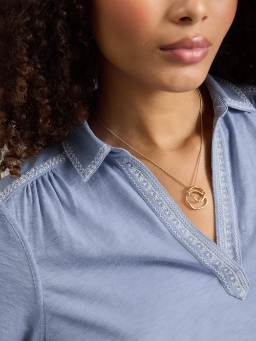 Bedruckte Kurzarmbluse Allie - Mid Blue - 52 Bild 3