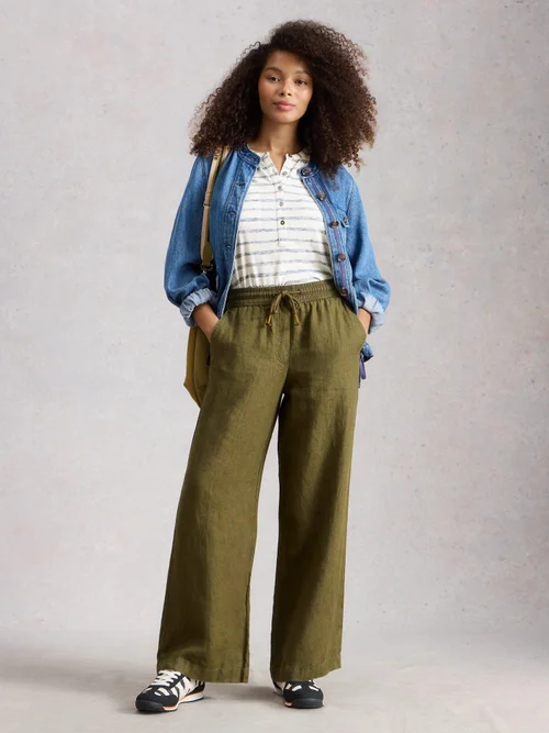 Leinenhose Allie mit weitem Bein - Khaki Grn - 52/R Bild 2