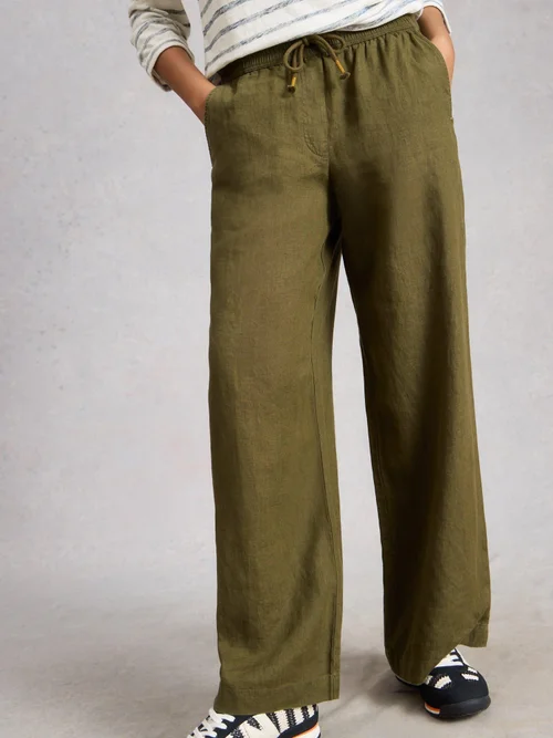 Leinenhose Allie mit weitem Bein - Khaki Grn - 52/R Bild 1