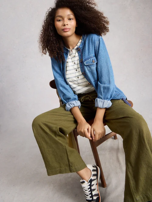 Leinenhose Allie mit weitem Bein - Khaki Grn - 52/R Bild 3