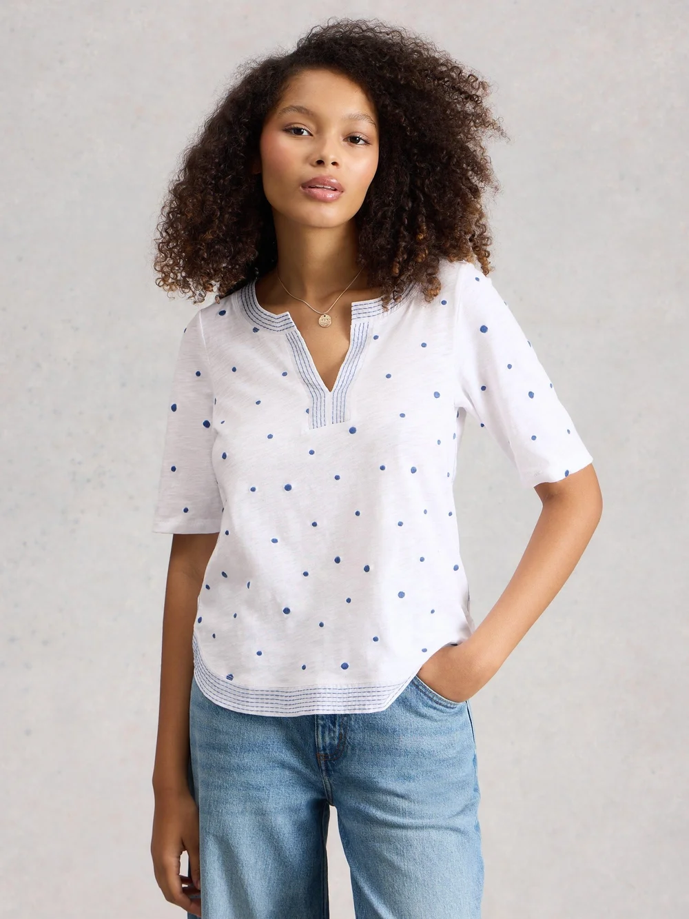 Besticktes Jersey-T-Shirt Weaver - White Mlt - 52 Bild 1