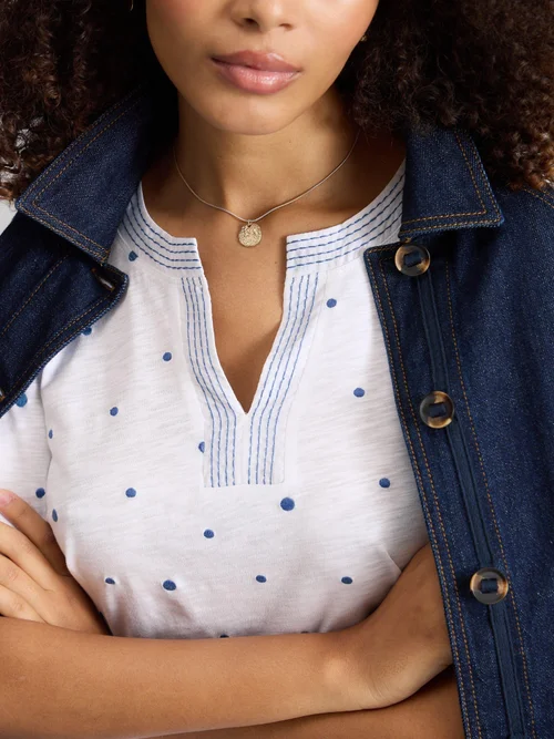 Besticktes Jersey-T-Shirt Weaver - White Mlt - 52 Bild 3