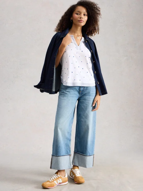 Besticktes Jersey-T-Shirt Weaver - White Mlt - 52 Bild 2