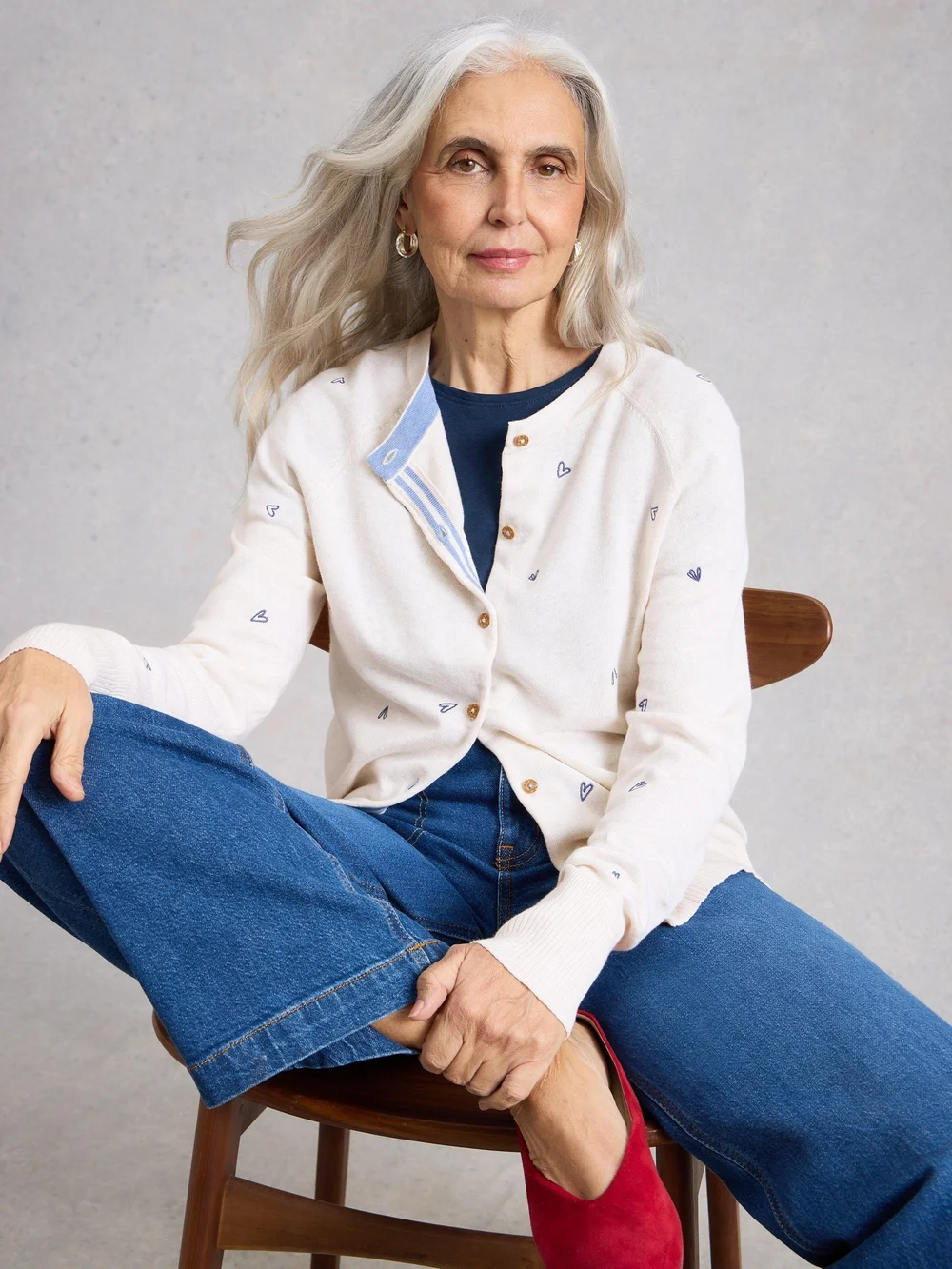 Bestickte Strickjacke Lulu - Ivory Mlt - 52 Bild 1