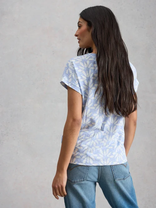 T-Shirt Nelly mit Keilausschnitt - Blue Pr - 52 Bild 4