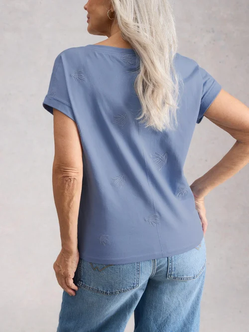 Besticktes T-Shirt Nelly - Mid Blue - 50 Bild 4
