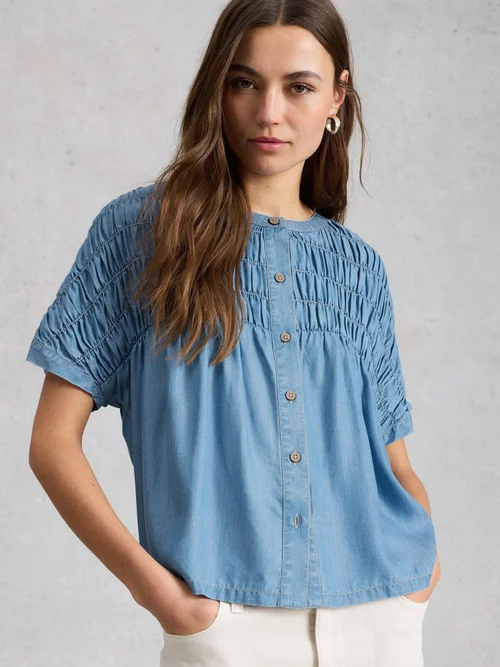 Chambray-Bluse Tammy - Mid Denim - 52 Bild 3