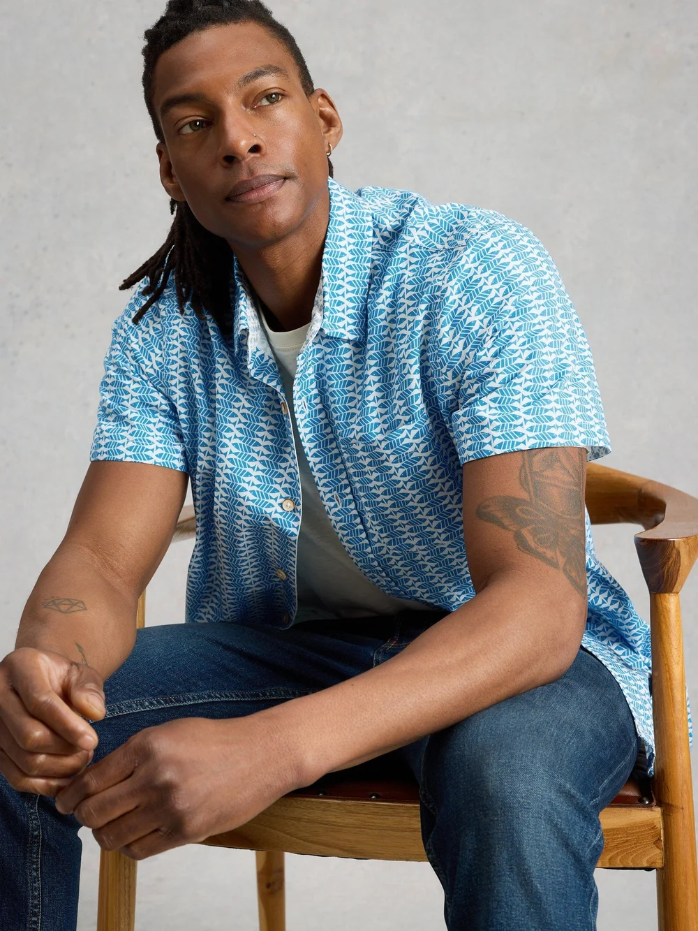 Hemd Finsbury mit Fisch-Print - White Pr - XXXL/R Bild 1