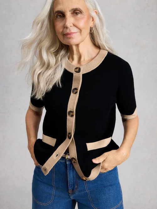 Kurzarmstrickjacke Charlotte - Blk Mlt - 50 Bild 3