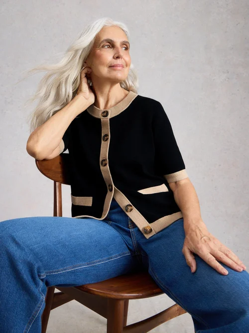 Kurzarmstrickjacke Charlotte - Blk Mlt - 50 Bild 1