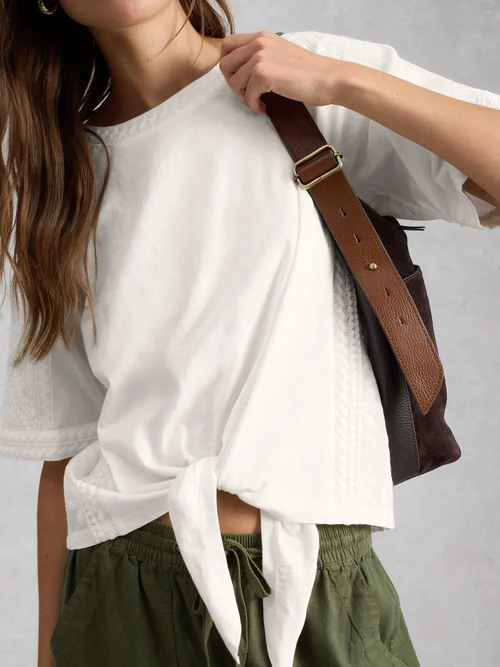 Besticktes Top mit Bindesaum - Bril White - 52 Bild 3