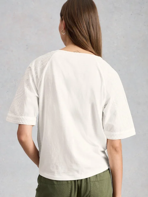 Besticktes Top mit Bindesaum - Bril White - 52 Bild 4