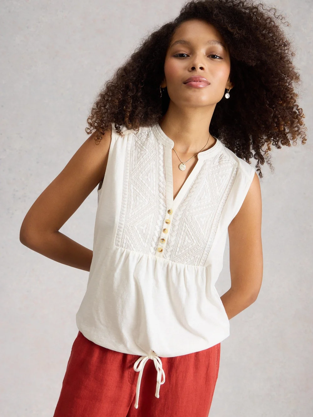 Ärmellose Bluse Peony - Bril White - 52 Bild 1