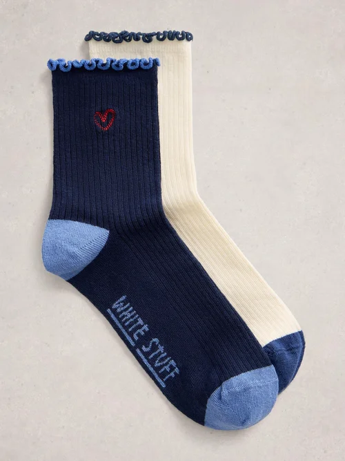 2er-Pack bestickte Socken - Nat Mlt - 39-41 Bild 1