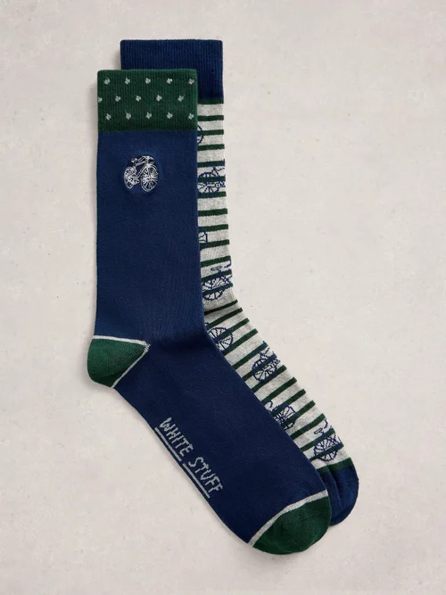 2-er Pack gestreifte Bike-Söckchen - Nat Mlt - 44-46 Bild 1